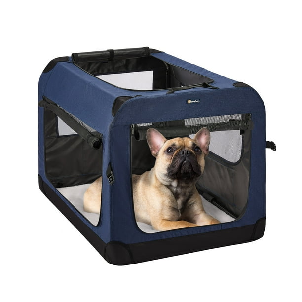 Veehoo Folding Soft Dog Crate, 3Door Pet Kennel, 600D Cationic Oxford