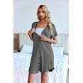 thumbnail image 5 of Ekouaer 3 Pack Women's Nightshirt Button Down Nightgown Short Sleeve Sleepshirt V Neck Pajama Dress with Pockets, 5 of 6