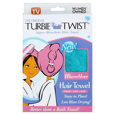Turbie Twist Microfiber Hair Towel, Kids and Adults, Peacock Blue