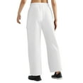 thumbnail image 4 of Womens Cargo Sweatpants Fleece Wide Leg Sweat Pants High Waisted Baggy Athletic Joggers Pants with Pockets 06-White M, 4 of 5