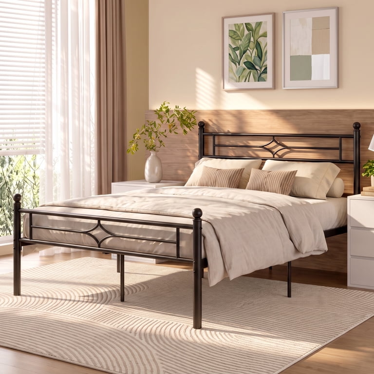 Sailvan Full Platform Bed Frame with Headboard, Black photo 1