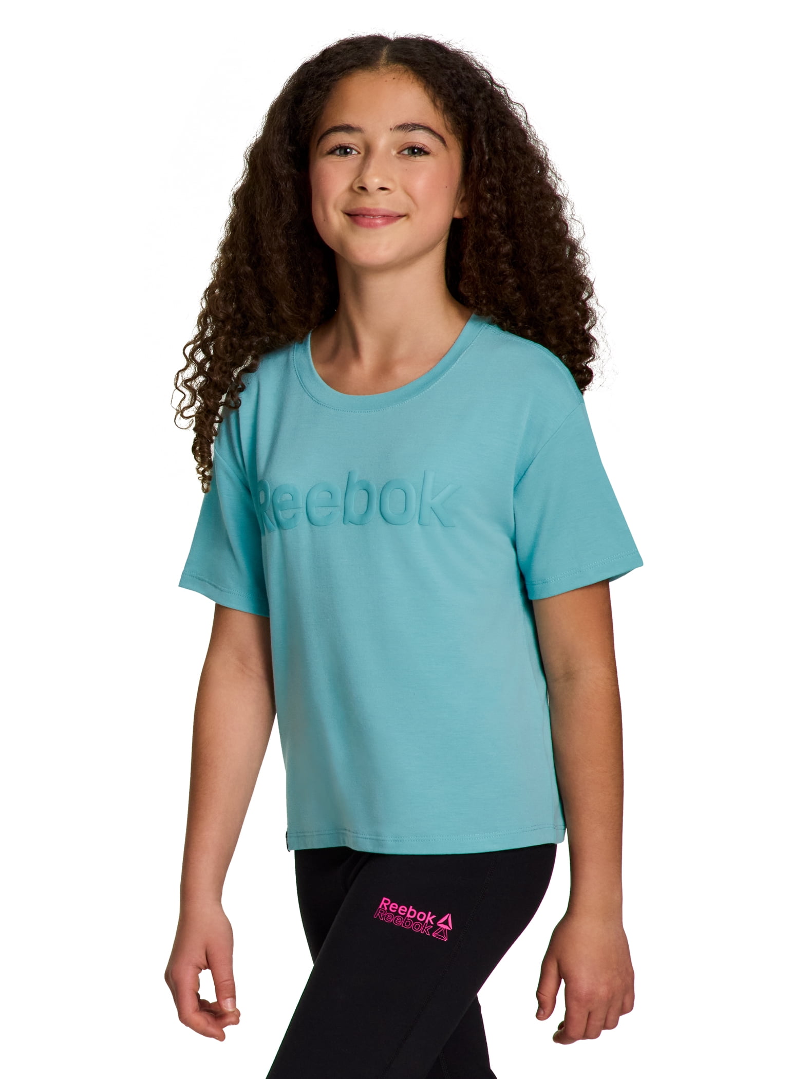 Reebok Girls Relay Slinky Jersey Cropped Short Sleeve T-Shirt, Sizes 4-18