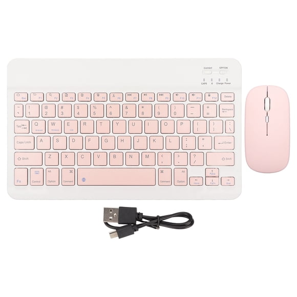 Keyboard Mouse 10 Inch Keyboard Set USB Charging Ultra Thin Quiet Wireless Keyboard With DPI Mouse For Cellphone Laptop Pink