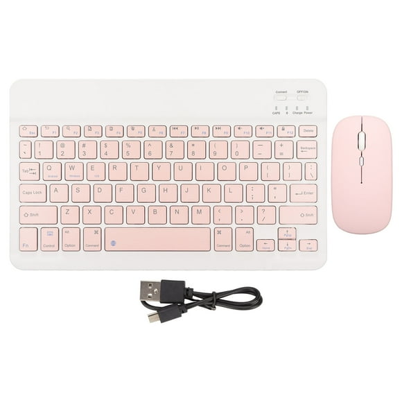 Keyboard Mouse 10 Inch Keyboard Set USB Charging Ultra Thin Quiet Wireless Keyboard With DPI Mouse For Cellphone Laptop Pink