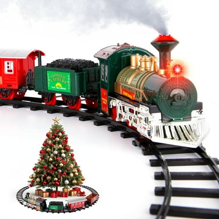 ArtCreativity Deluxe Train Set for Kids Ages 3-10 – Battery Operated Toy Train with 4 Cars, Tracks, Durable Plastic, Christmas Holiday Gift