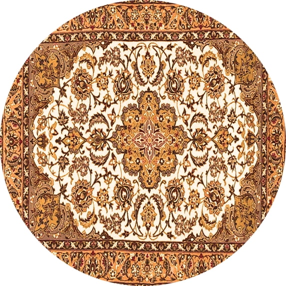 Ahgly Company Indoor Round Medallion Orange Traditional Area Rugs, 7' Round