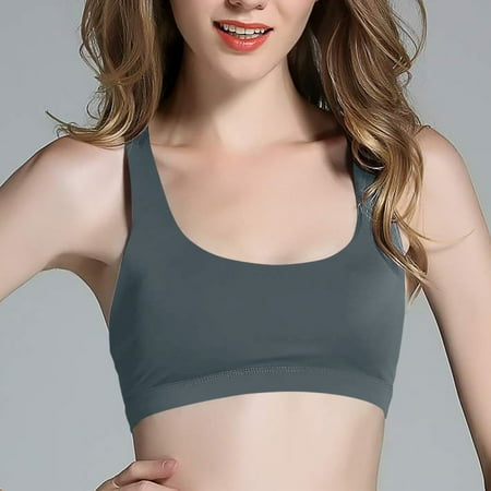 Juslio Minimizer Bras for Women Athletic Wirefree Vest Solid Yoga Bra