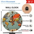 thumbnail image 3 of Vintage World Map Wall Clock with Country Shapes 10-Inch Silent Wooden Wall Clock, Battery Operated (AA Batteries Not Included), Artistic Home Decor, 3 of 7