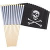 12-Piece Jolly Roger Stick Flags - Black Pirate Hand-Held Flags, Polyester Stick Flag Banners, Decorations Parties, Parades Festivals, 5.5 X 8.3 inches