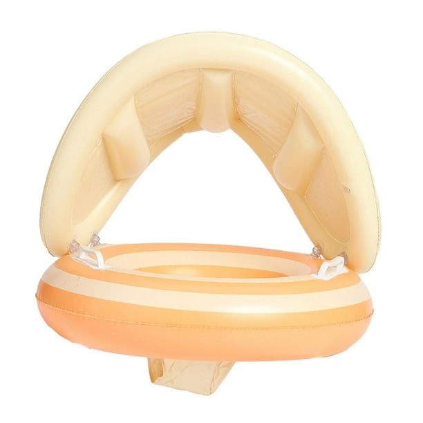 Flotador inflable para piscina para bebés con dosel para niños de 1 a 4 años con anillo de natación para asiento Naranja