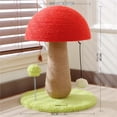 thumbnail image 2 of Cute Mushroom Cat Scratching Post with 100% Sisal Covered Scratching Post & Pompoms Cat Toy, 2 of 8