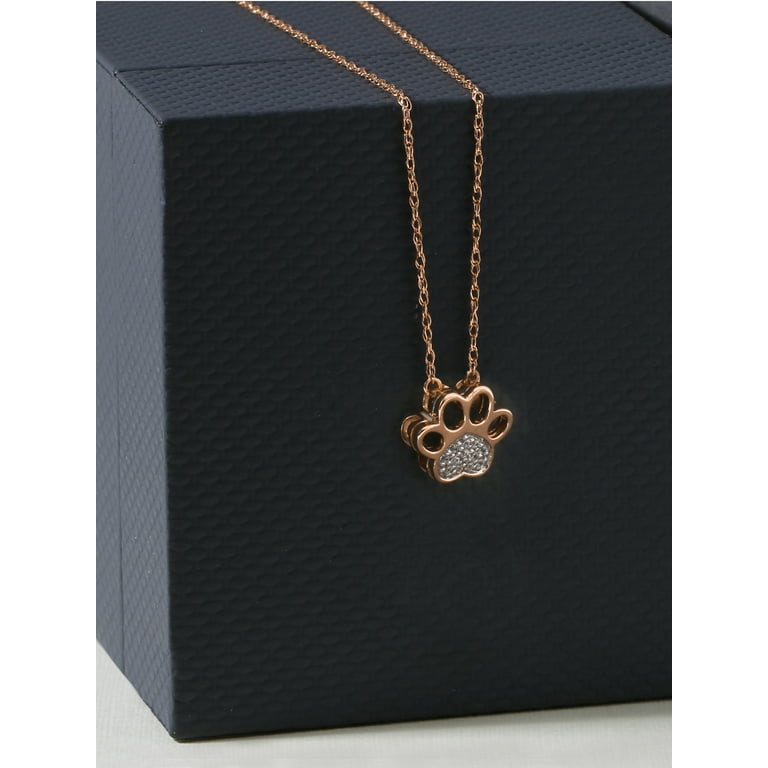 Imperial TDW Diamond Dog Paw Print Pendant Neclace in 10K