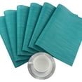 thumbnail image 3 of Plastic Placemats,Non Slip Washable Placemats for Dining Table Wipe Clean Table Mats Set of 6(Cyan Blue), 3 of 6