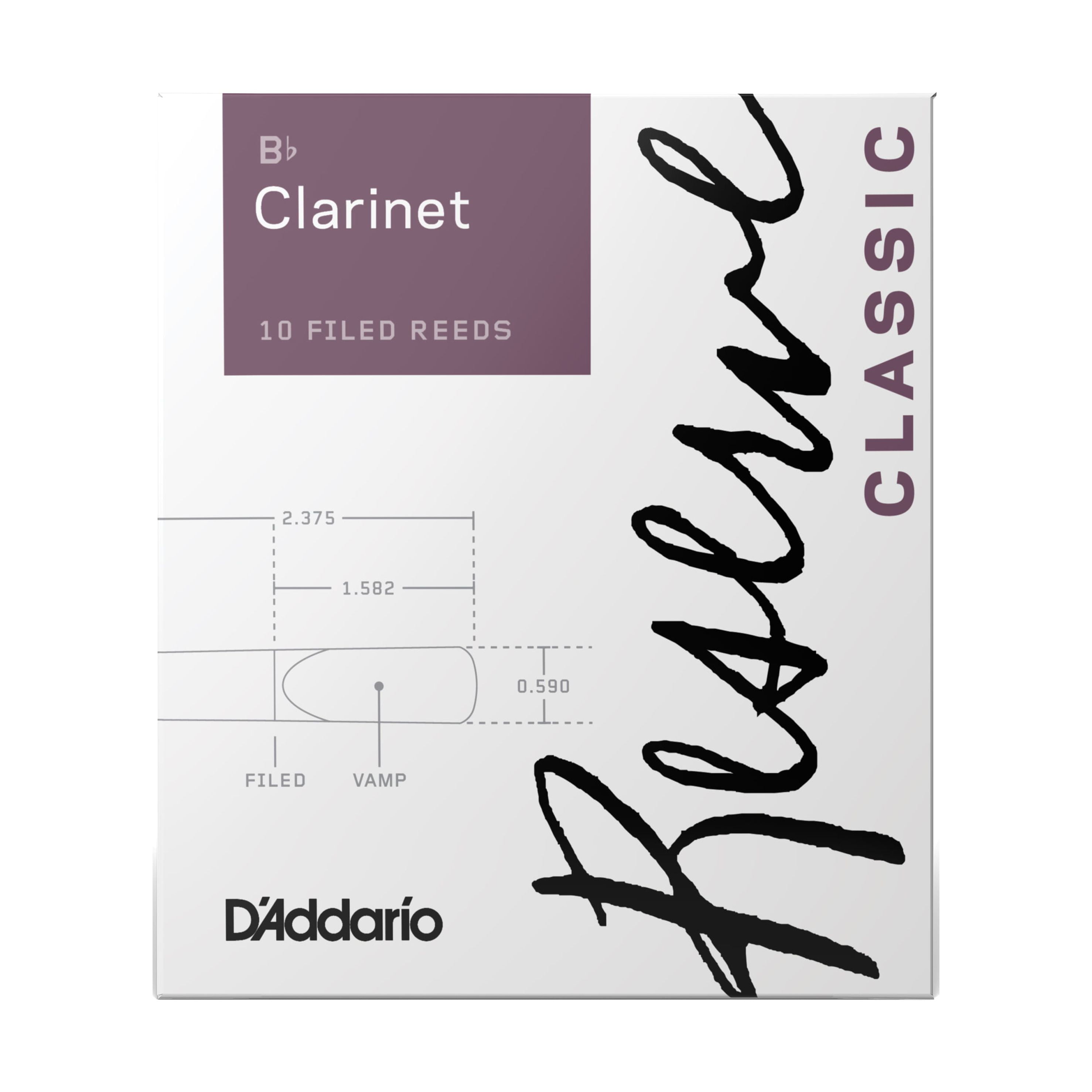 D'Addario Reserve Classic Bb Clarinet Reeds, Strength 4.0, 10-pack