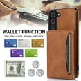 thumbnail image 5 of Galaxy S22 Case with Card Slots, Allytech Back Flip Wallet Cover Premium PU Leather Impact Resistant Hands-Free Kickstand Case for Samsung Galaxy S22 5G 6.1" 2022 Released, Brown, 5 of 6