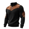 thumbnail image 3 of Mens Sweatshirts Quarter Zip Solid Color Casual Loose Fit Crew Neck Shirts Comfortable Soft Long Sleeve Pullover Tops Spring Fall Outfits Clothes Black L, 3 of 4