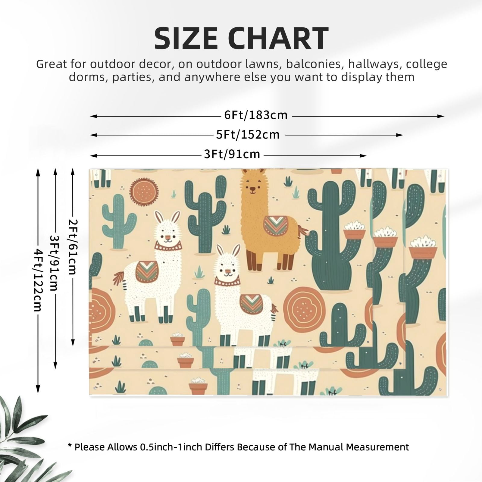 Llama Alpaca Cactus Cartoon Cute Four Hole Decorated Banner Flag for Garden Yard Home Decoration Indoor Outdoor 4x6 Ft