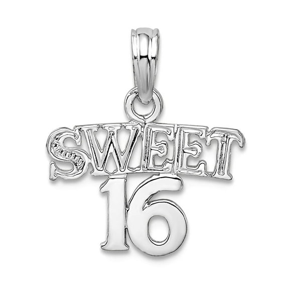 925 Sterling Silver Polished Sweet 16 Pendant Necklace 10.3mm long Pendant for Women - .6 Grams