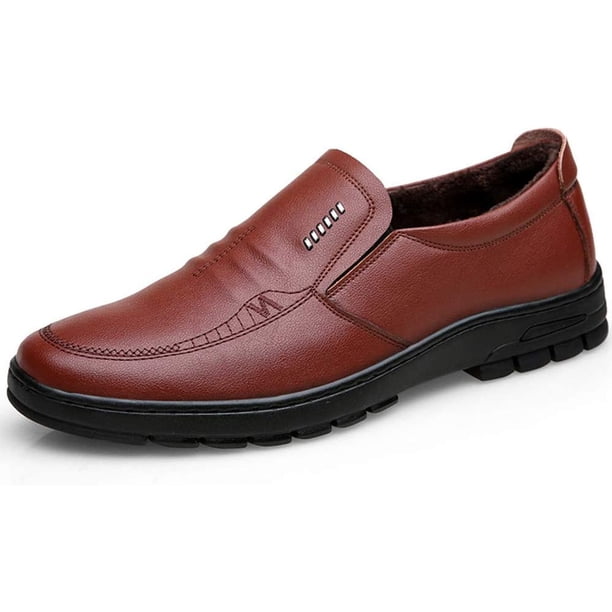 Xishao Mocasines de Moda Minimalistas Casuales clásicos para Hombres Zapatos de Punta Redonda de Cuero Slip-On ponible Low Top Business Daily Flats Xishao ropa