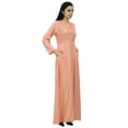 thumbnail image 3 of Bimba Women's Mandarin Collar Plain Jilbab Dress With Pockets Full Sleeve Maxi, 3 of 5