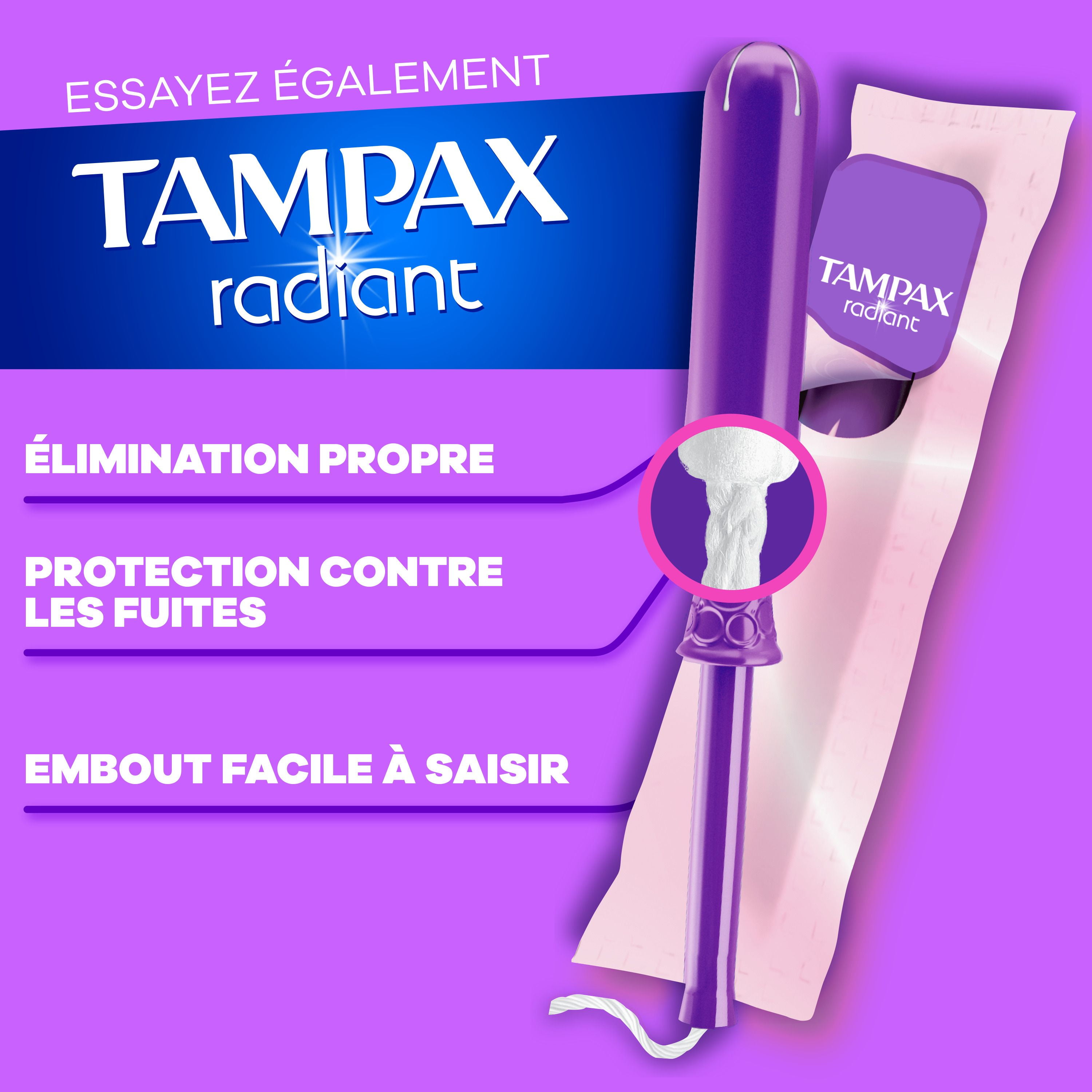 Tampax Pearl Tampons, with LeakGuard Braid, Regular Absorbency, Unscented, 50CT