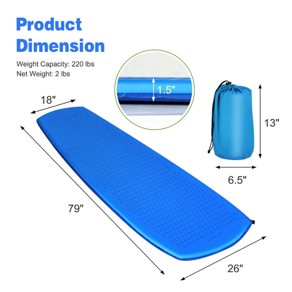 Topcobe Inflatable Sleeping Pad with Carrying Bag, Outdoor Portable Camping Bed for Travel, Blue