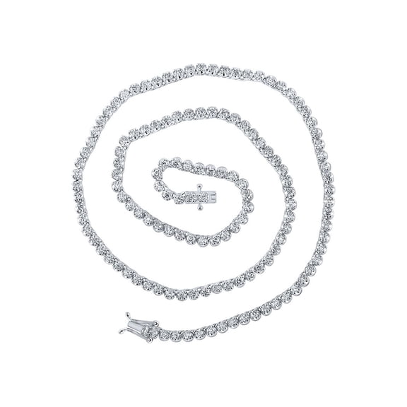 14kt White Gold Mens Round Diamond 16-inch Tennis Chain Necklace 4-3/8 Cttw