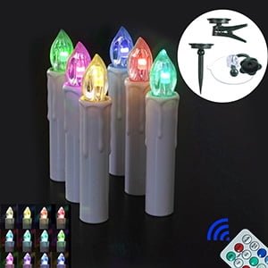 20PCS Christmas LED Window Candles, Flameless Taper Candles Light with Remote Timer/Clips, Colorful Light for Home Indoor Outdoor Christmas Trees Decor