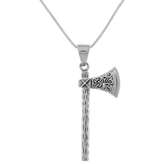 Jewelry Trends Viking Battle Axe Sterling Silver Pendant Necklace 18"