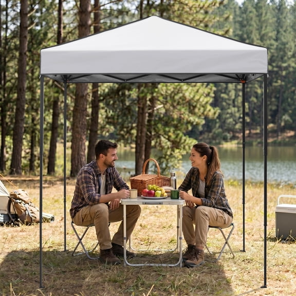 EAGLE PEAK 6 x 4 Instant Pop-up Canopy with Carry Bag, Adjustable Height and Lightweight Compact Portable Canopy Tent, White