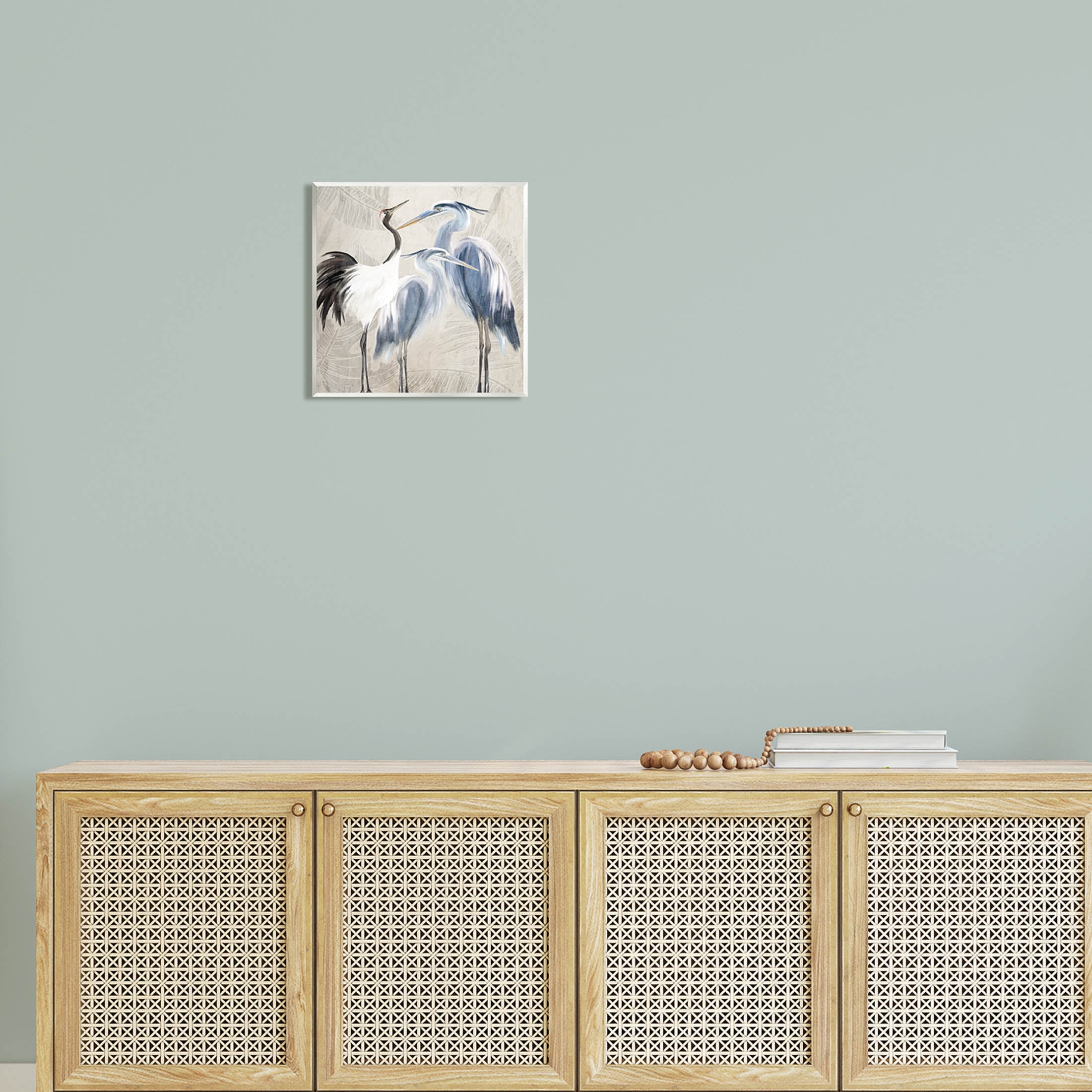 Stupell Industries Leaf Patterned Crane Heron Birds Graphic Art Unframed Art Print Wall Art, Design by Kim Allen