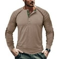 thumbnail image 4 of Qingpeng Men's Pleated Cotton Long Sleeve Shirts Casual Color Block T-Shirt Slim Fit Cotton Basic Workout Tops, 4 of 7