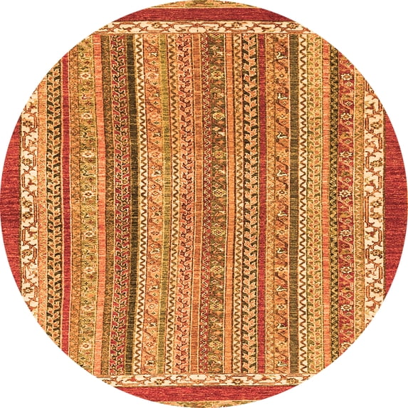 Ahgly Company Indoor Round Abstract Orange Modern Area Rugs, 3' Round
