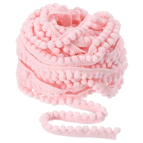 Uxcell 10 Yards Pom Pom Ball Fringe Trim Ribbon Sewing Accessory DIY Crafts, 5mm Pink