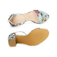 thumbnail image 4 of BLISSFUL STEP Women's Shoes Flower Print Open Toe Block High Heels Summer Sandals Mint Green 9.5, 4 of 7