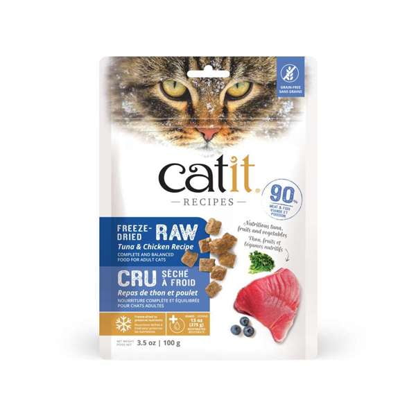 Catit Recipes Freeze Dried Raw Dry Cat Food Topper, Tuna and Chicken 100g