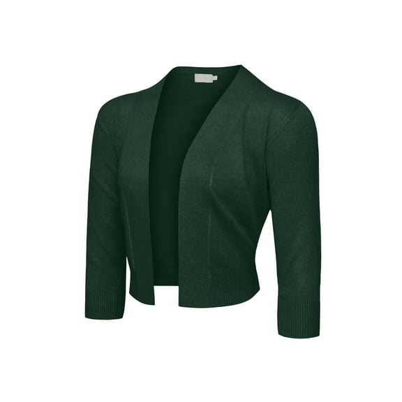 G-Style USA Women's 3/4 Sleeve Open Front Cropped Cardigan Sweater (S-XL)