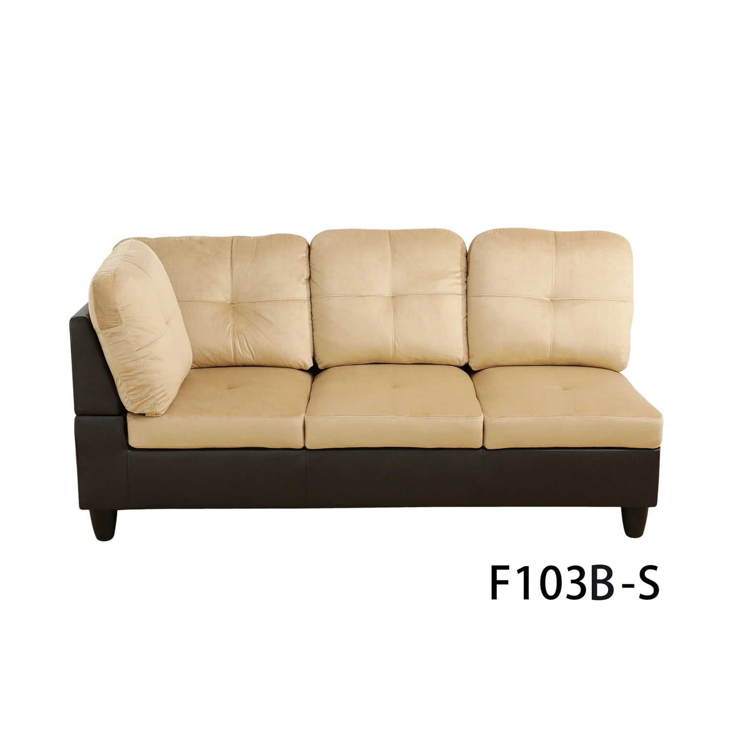 Hommoo 4 Seats Lint and PVC Sectional Sofa Couch Set, Modern L Shaped Sectional Couch, Living Room Furniture Set, Beige and Brown