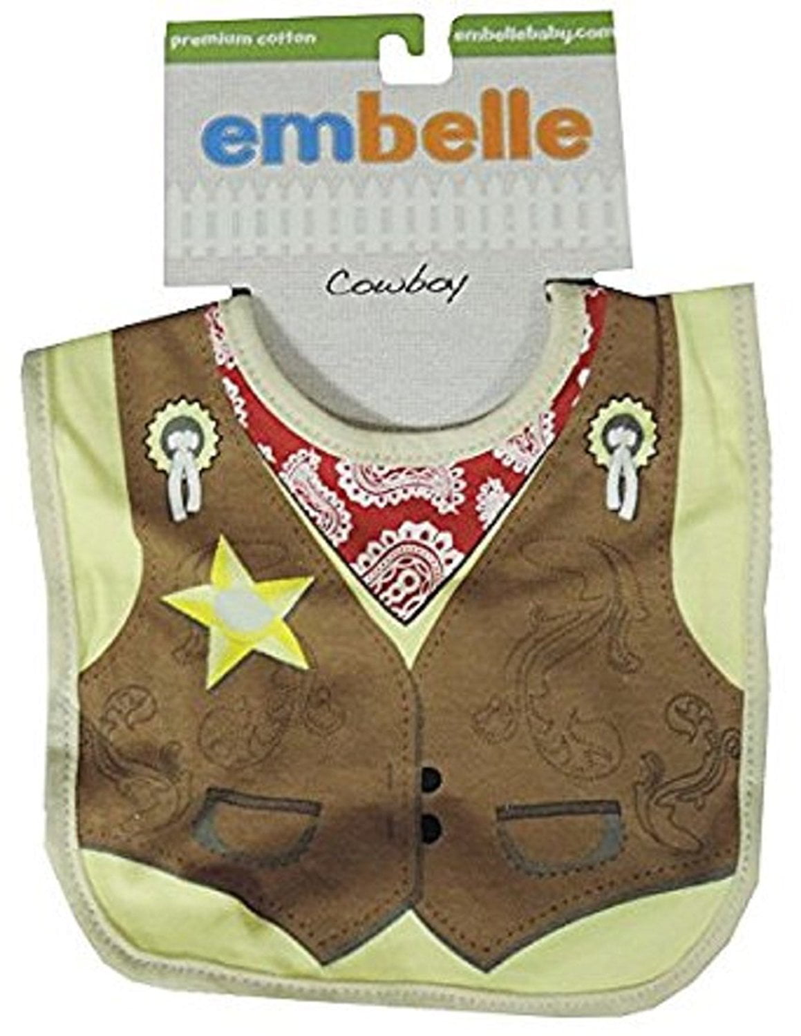 Embelle Wipe-Off Baby Bib Cowboy Themed 