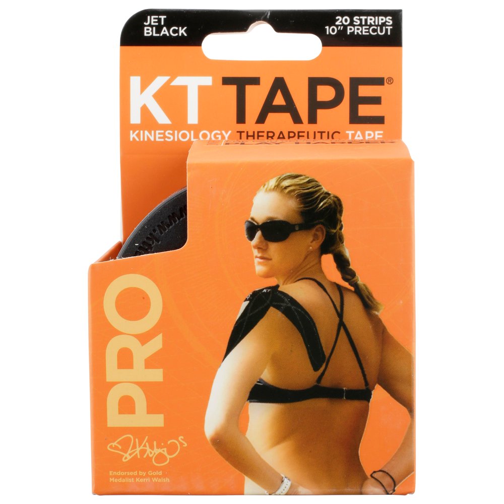 KT Tape Pro Precut Strips, Jet Black 20 CT
