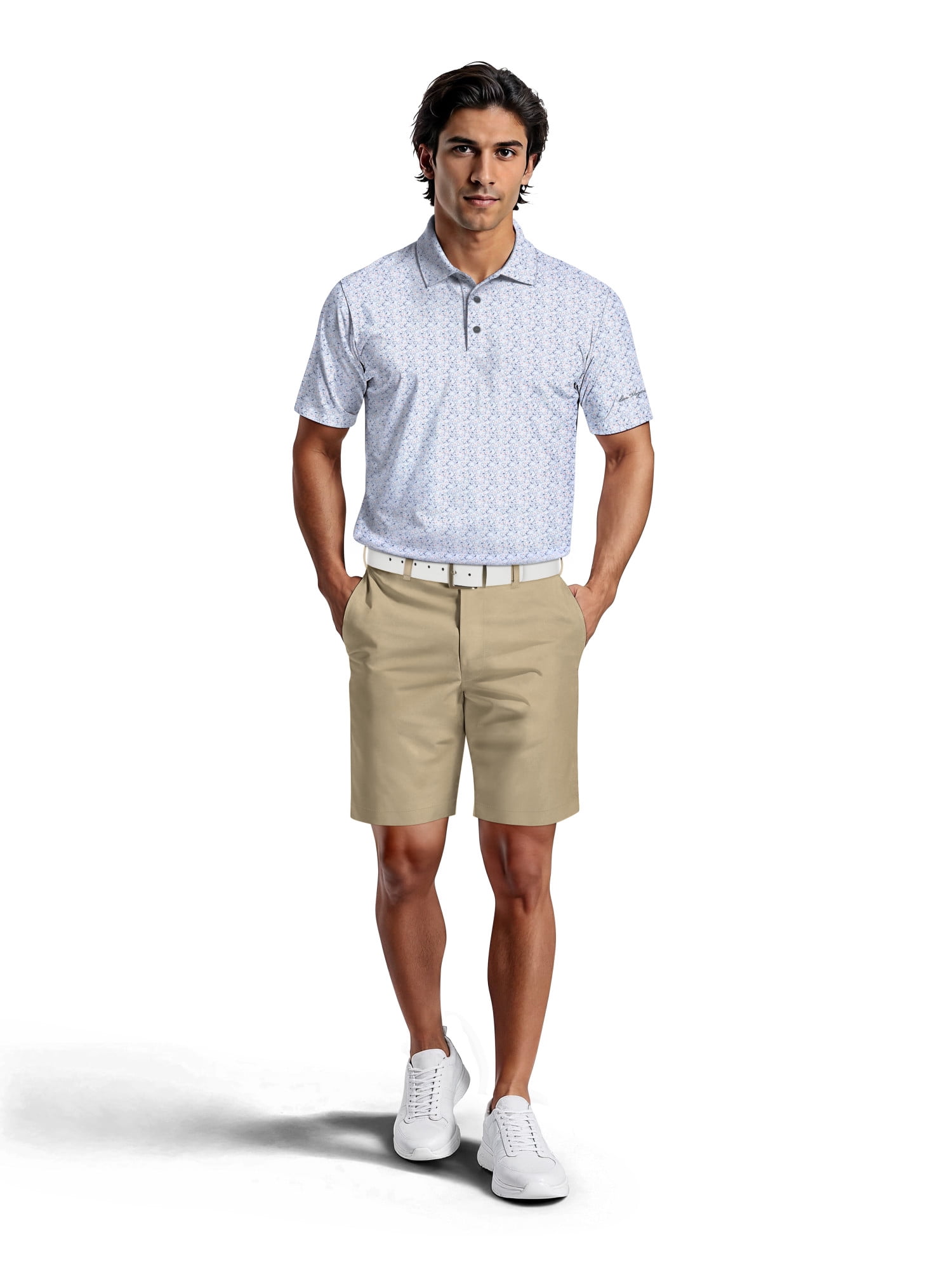 Ben Hogan Men's & Big Men's Performance Multicolor Mini Golf Short Sleeve Polo Shirt, up to 5XL