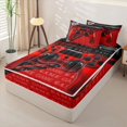 thumbnail image 2 of Erosebridal Game Controller Pattern Zipper Twin Comforter Sets with Fitted Sheet and 2 Pillowcases,Video Game Zipper Bedding Set,Red Black,Reversible, 2 of 6