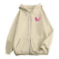 thumbnail image 6 of Bovemsi Sweatshirt for Women Breast Cancer Awareness Hoodies Ribbon Graphic Full Zip Up Oversized Fleece Jackets Clothes Zip Up Hoodie, 6 of 7