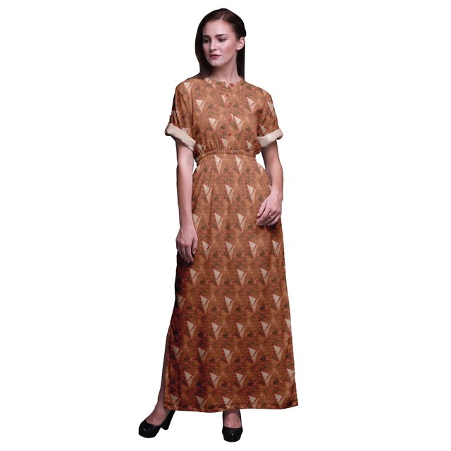 Bimba Robe Longue en Rayonne à Facettes Triangle Géométrique pour Femmes Boho Plage Cocktail Fête Maxi Fendue-TG
