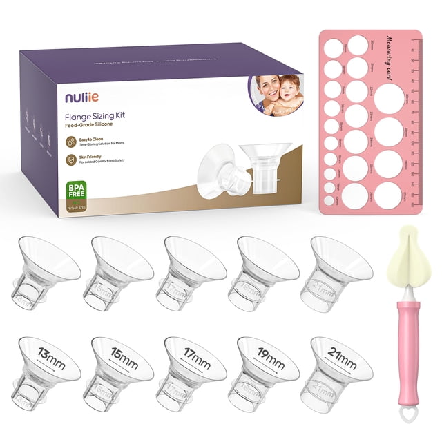 Kit de dimensionamiento de bridas para extractores de leche portátiles Nuliie, 10 piezas, 13/15/17/19/21 mm