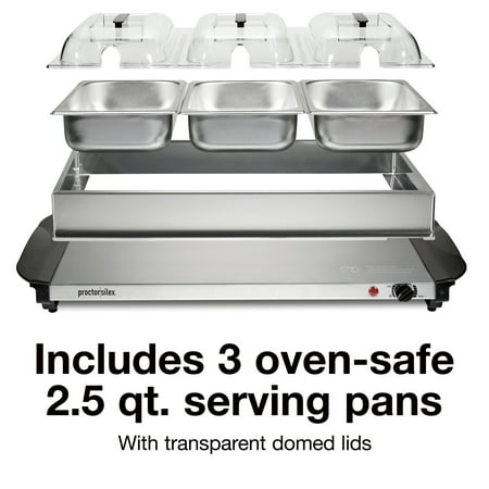 Proctor Silex - Triple Buffet Server - STAINLESS STEEL