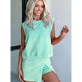 thumbnail image 5 of Womens Travel Outfits Summer Lounge Set Two Pieces Mineral Wash Cotton Tank Top Lined Split Athletic Skirt Set Green S, 5 of 7