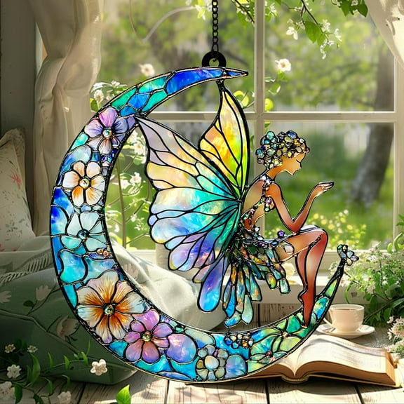 Fairy Acrylic Suncatcher, Butterfly Fairy Window Hanging, 2D Christmas Ornament, Perfect Gift for Book Lovers and Fairy Garden Decor