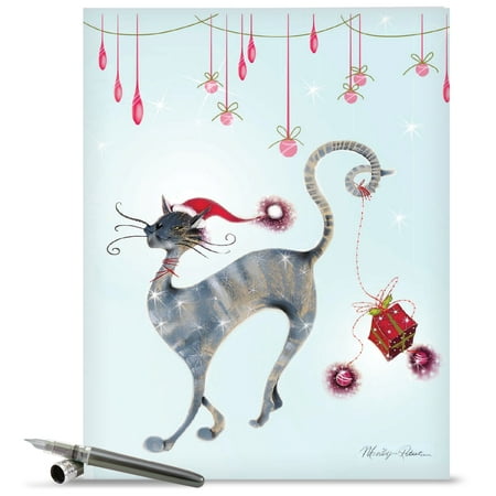 J3301AXSG Large Merry Christmas Card: 'Catitude Festive Felines' Featuring Stylish Holiday Cat Greeting Card with Envelope by The Best Card