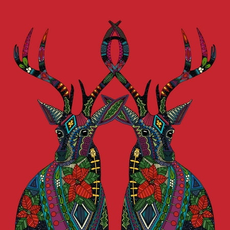 - Poinsettia deer red Poster Print by Sharon Turner